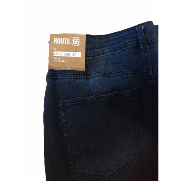 Route 66 Womens Mid Rise Ankle Wide Leg Jeans Size 12 Blue Denim Button Closure - Picture 4 of 5